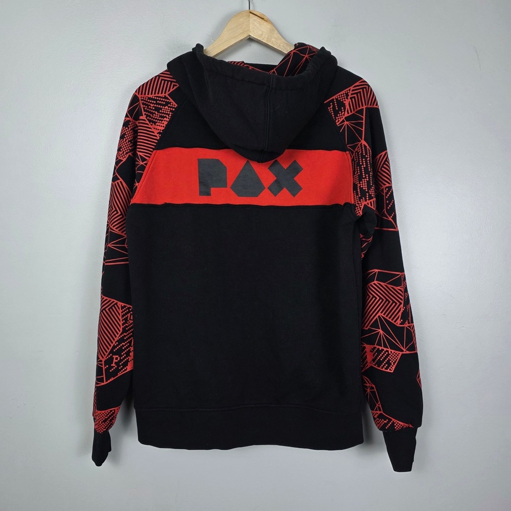 PAX 2024 20th Anniversary Zip Up Hoodie Mens Small Black Red Geometric